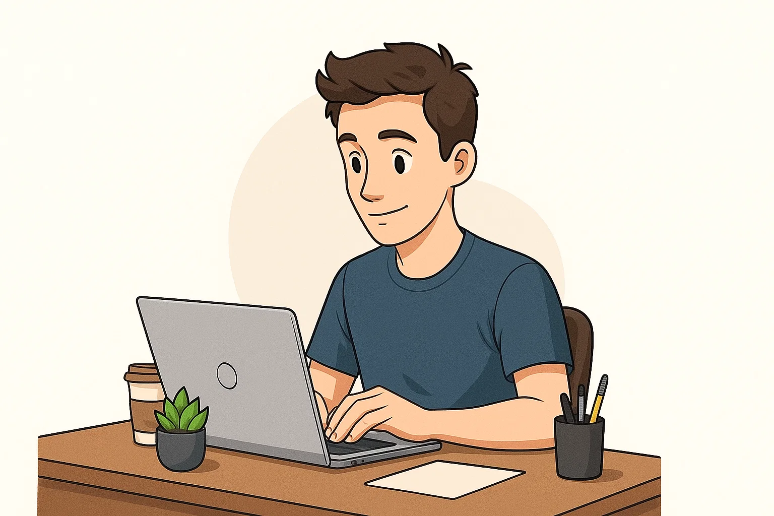 a comic of me typing on a laptop